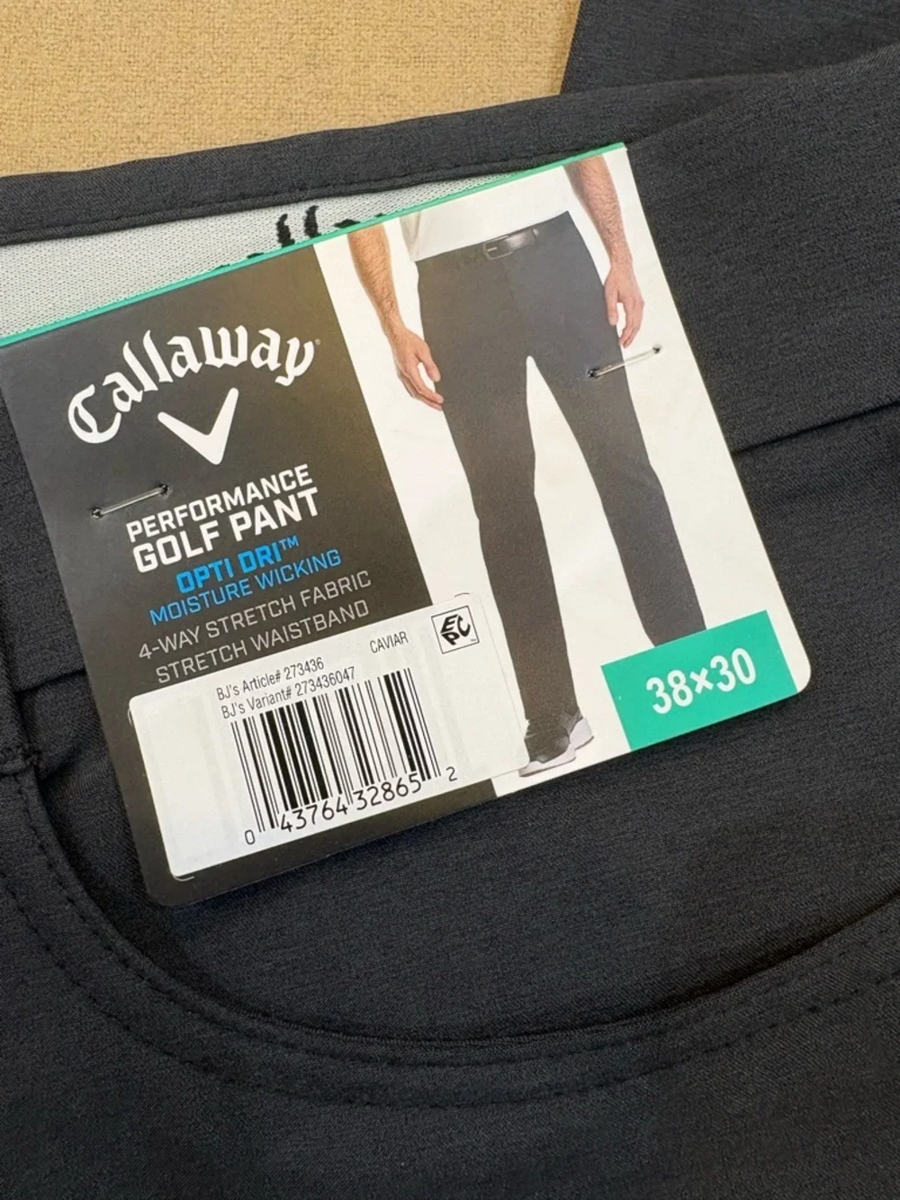 Callaway Men’s Performance Golf Pants Dark Grey Size 38x30 NWT